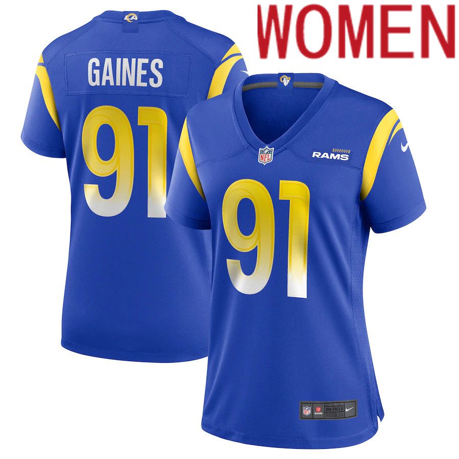 Women Los Angeles Rams #91 Greg Gaines Nike Royal Game NFL Jersey